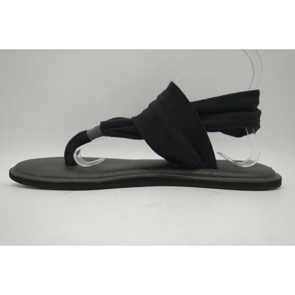 Sanuk Black Stretch Strap Casual Slingback Thong Sandals Shoes Women's 9 - Picture 2 of 10